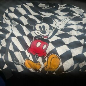 Disney brand Mickey Mouse Black and white checkered sweater- women’s medium